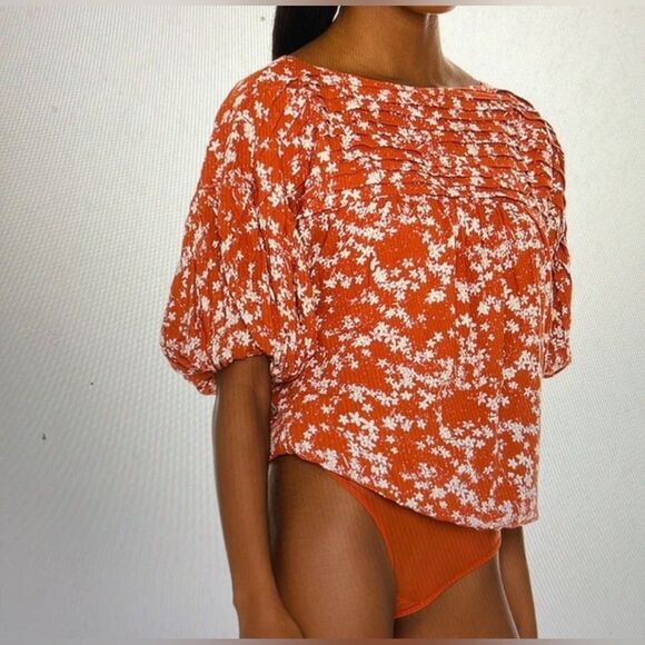 Free People Dessa Bodysuit Rust Combo. NWT XS - Picture 1 of 5